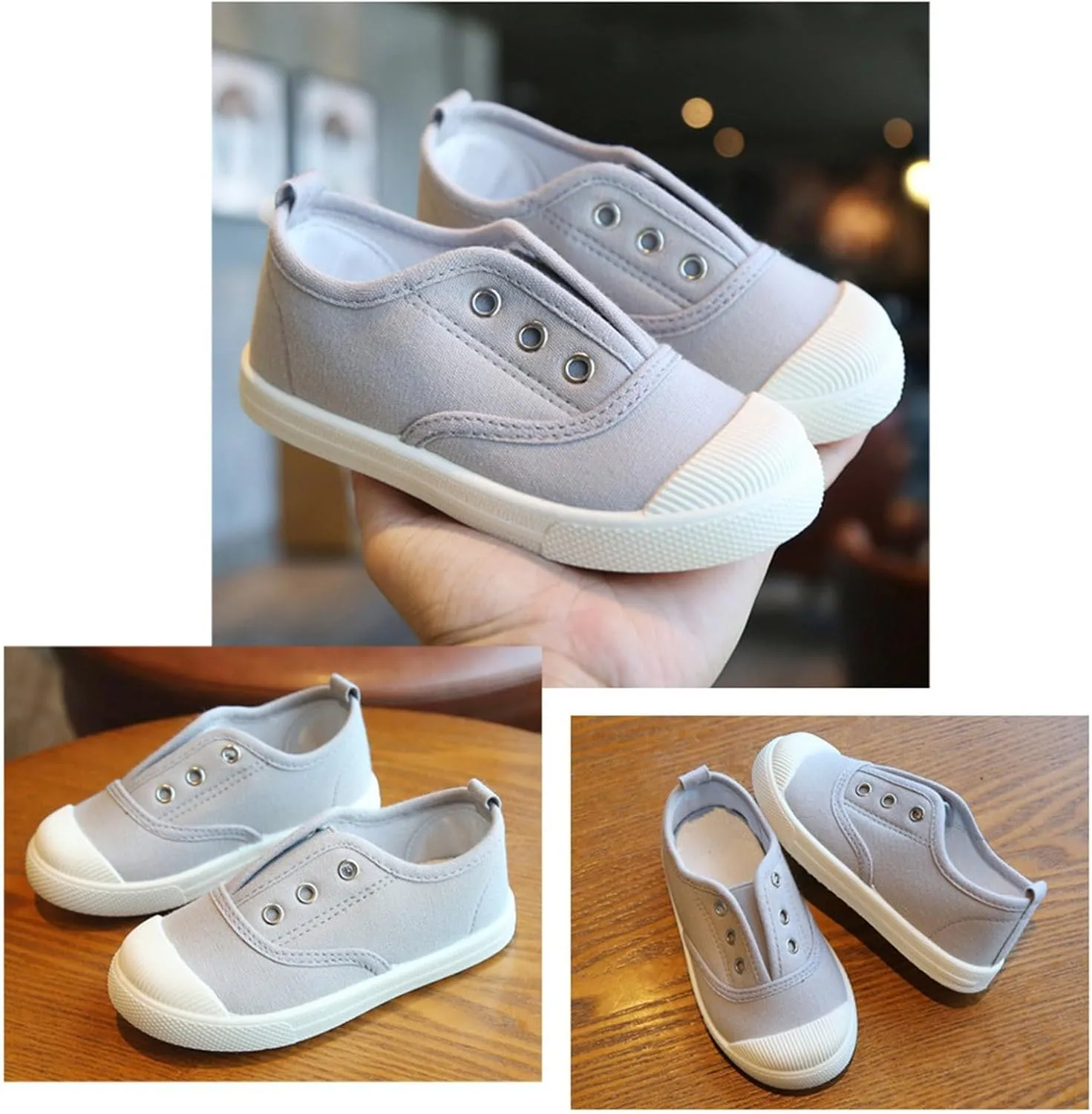1 to 9 Years Boy Girl Slip On Canvas Sneaker, Kids Low Top Casual Fashion Shoes, Comfy Lace-Up Walking Shoes