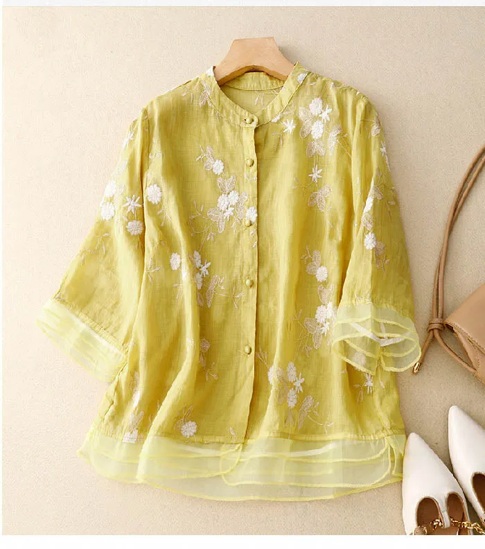 Amelia | Embroidered Linen Shirt
