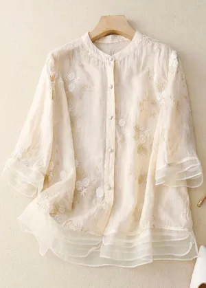Amelia | Embroidered Linen Shirt