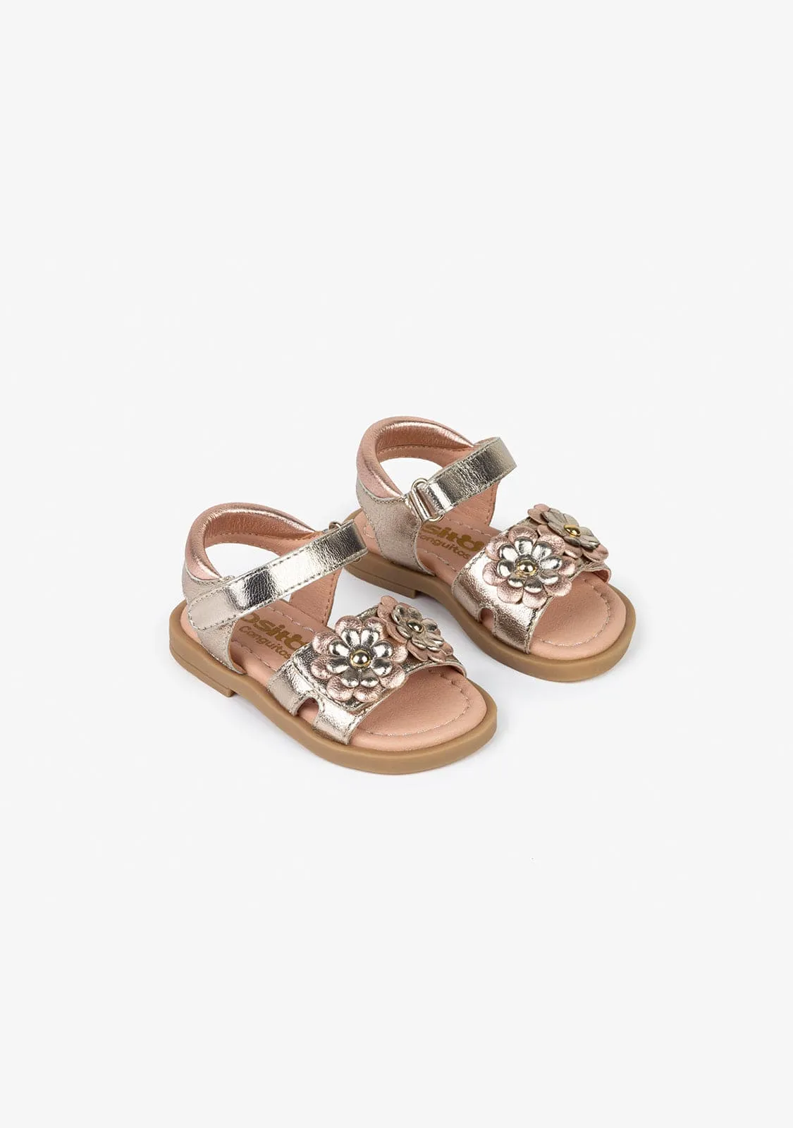 Baby's Flowers Metallic Leather Sandals