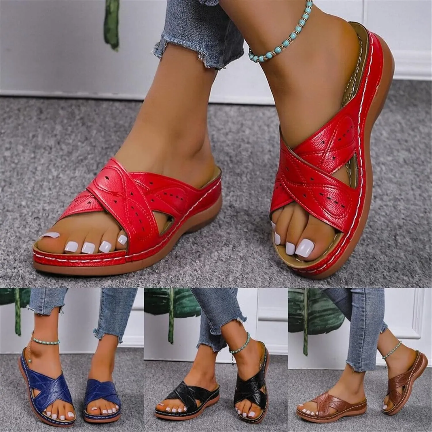 BBPM Women's Comfy Sandal Bunion Corrector Shoes Platform Soft Sole with Toe Arch Support Summer Breathable Casual Beach Travel Shoes,Brown,EU41/US9