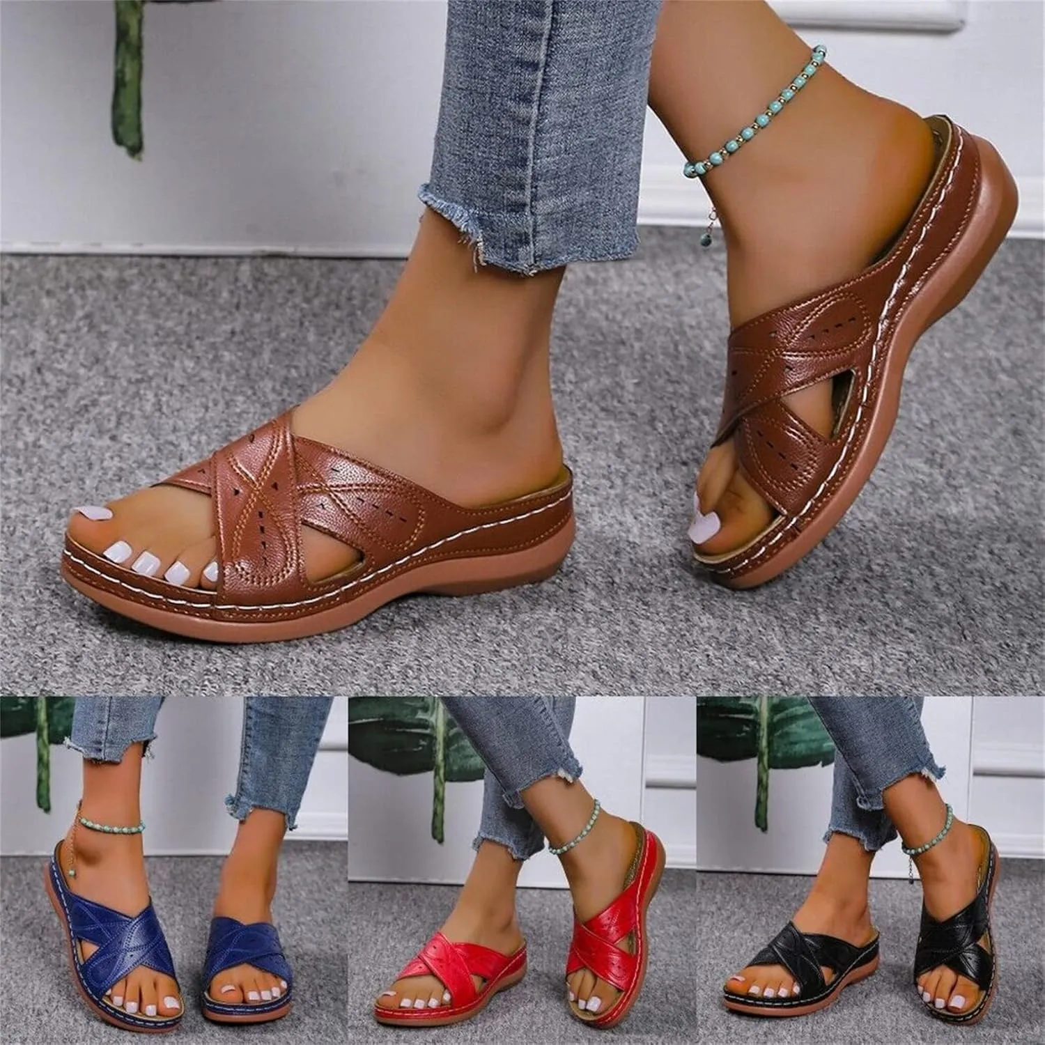 BBPM Women's Comfy Sandal Bunion Corrector Shoes Platform Soft Sole with Toe Arch Support Summer Breathable Casual Beach Travel Shoes,Brown,EU41/US9