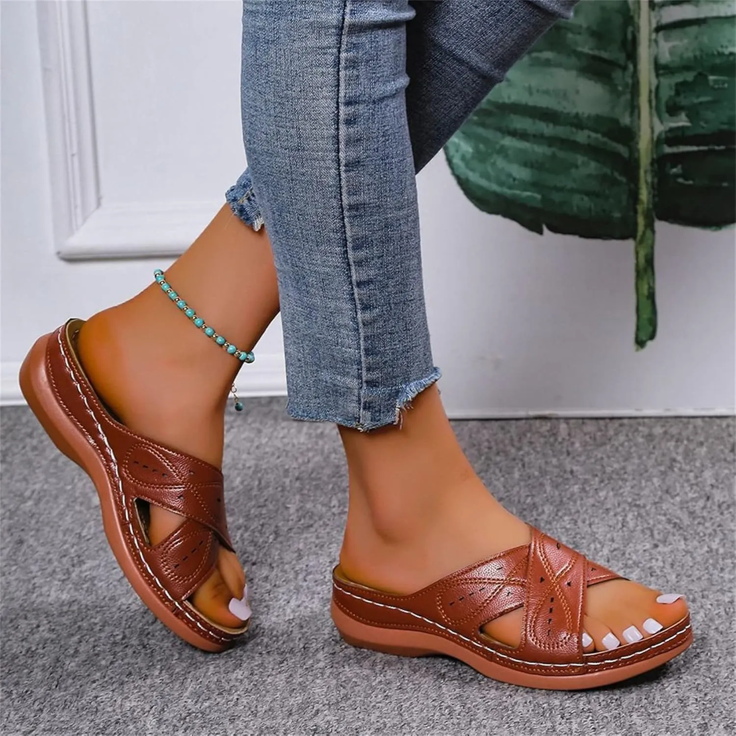 BBPM Women's Comfy Sandal Bunion Corrector Shoes Platform Soft Sole with Toe Arch Support Summer Breathable Casual Beach Travel Shoes,Brown,EU41/US9