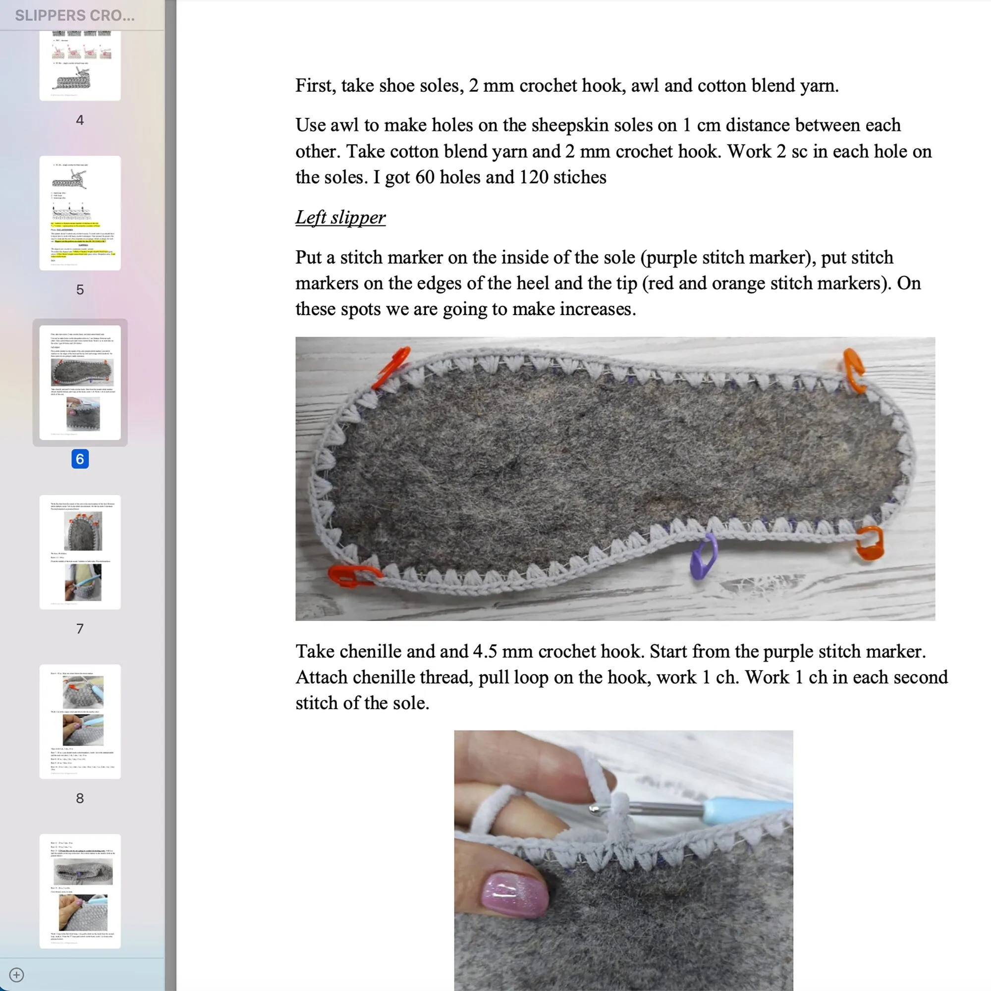 Crochet House Slipper pattern, US standard terms, Skill level beginner