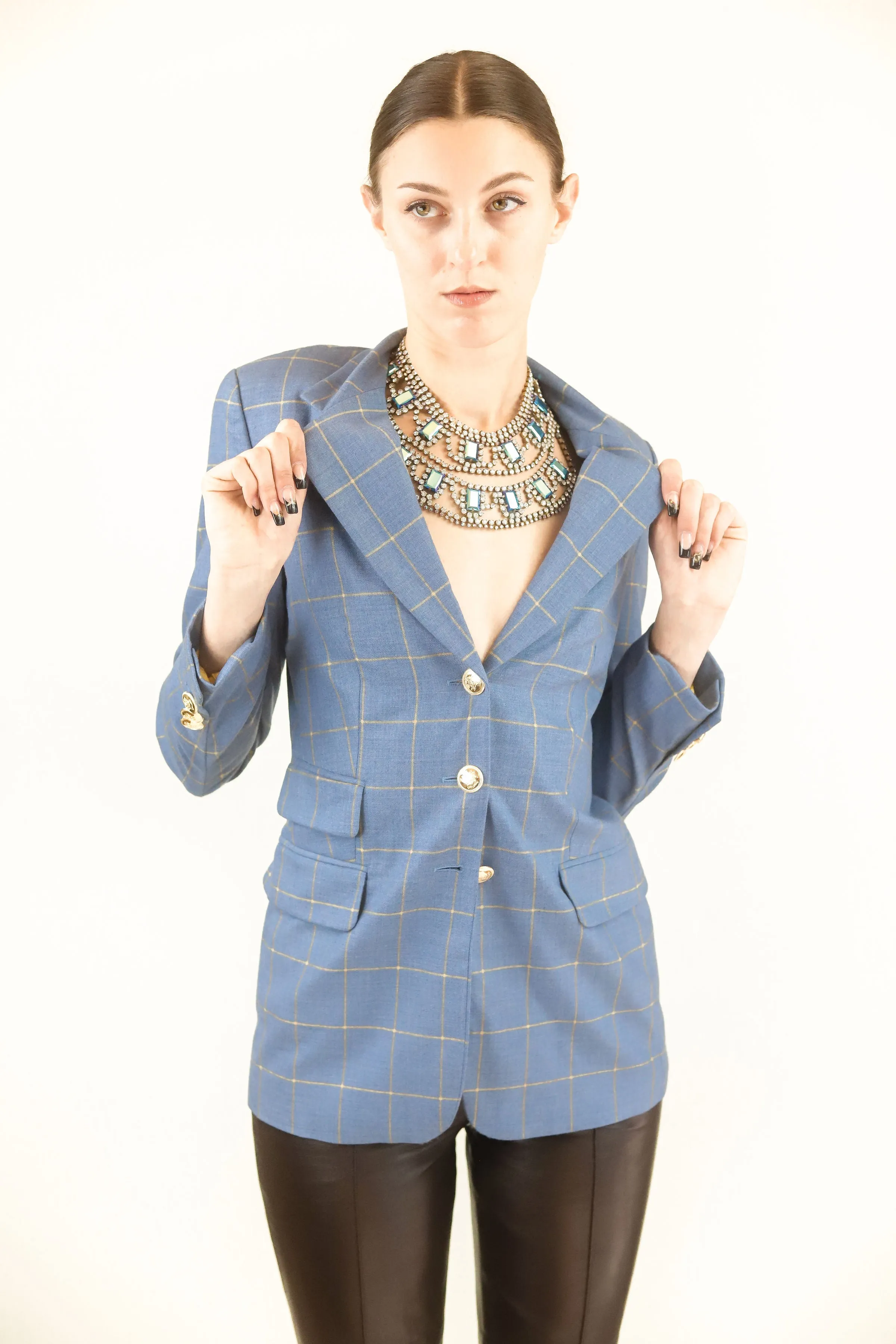 Escada Cashmere Window Pane Blazer