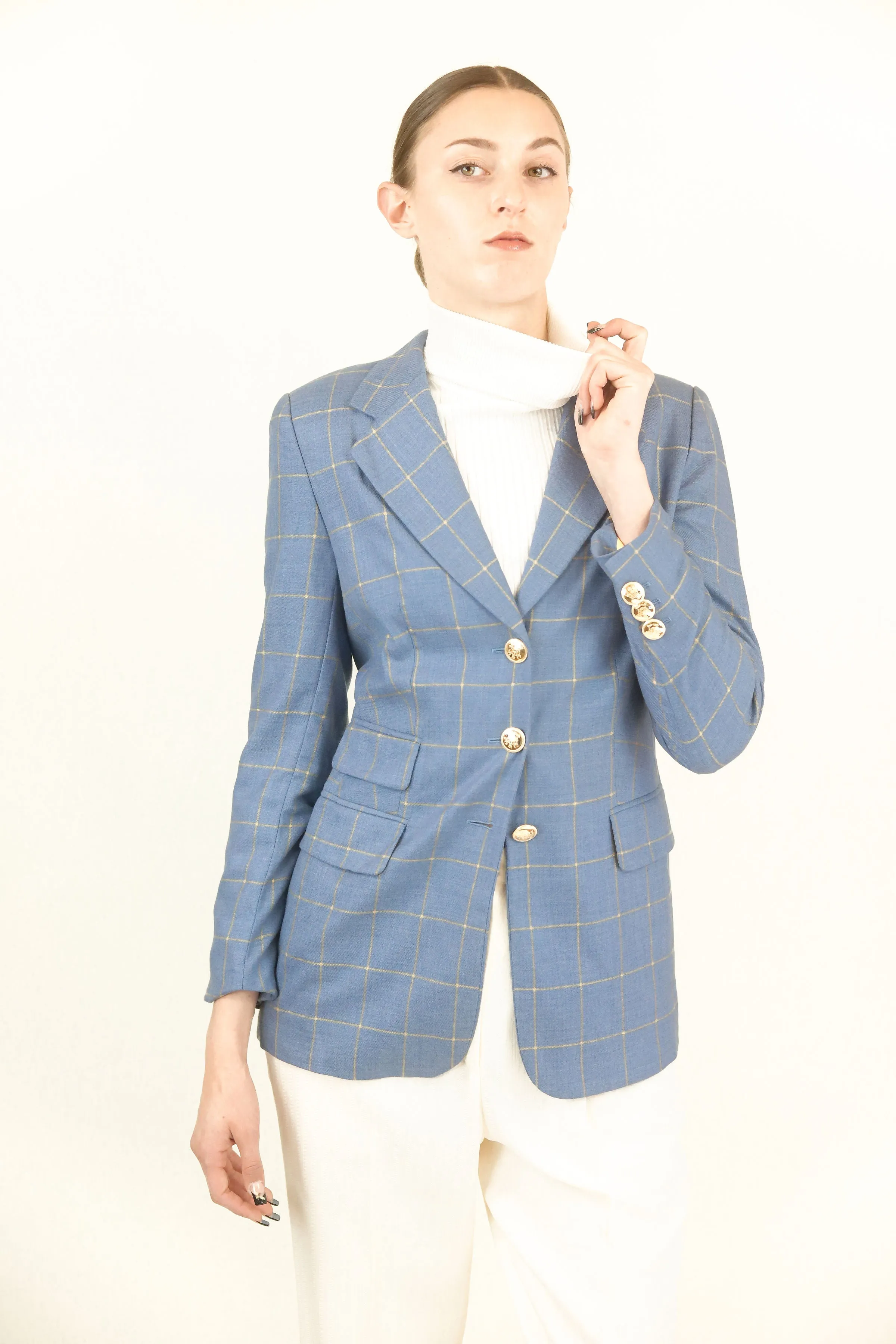 Escada Cashmere Window Pane Blazer