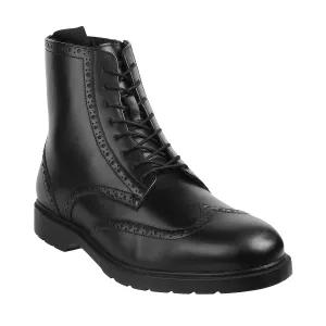 Jacamo - Bedale <br> Big Size Extra Wide Genuine Leather Black Brogues Boots