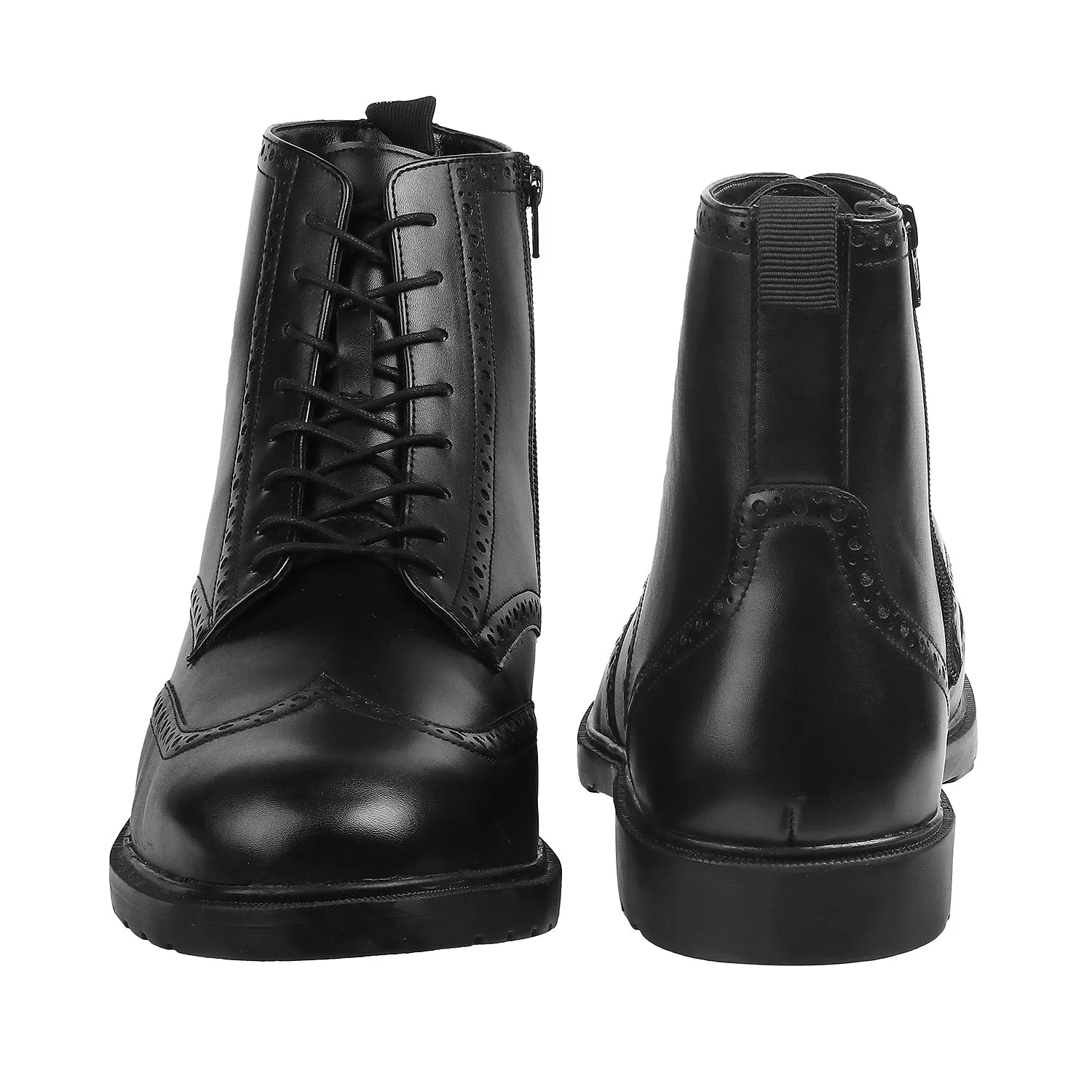 Jacamo - Bedale <br> Big Size Extra Wide Genuine Leather Black Brogues Boots