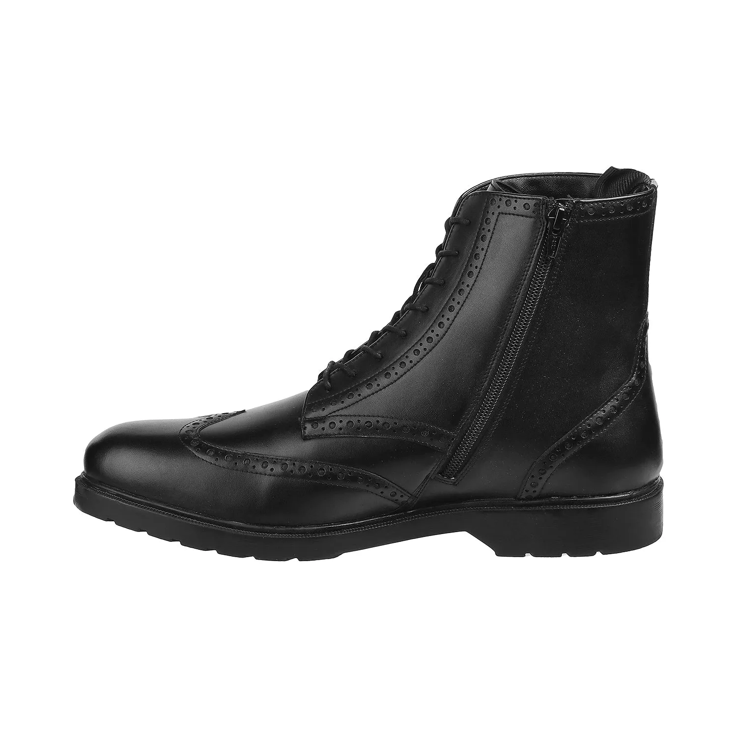 Jacamo - Bedale <br> Big Size Extra Wide Genuine Leather Black Brogues Boots