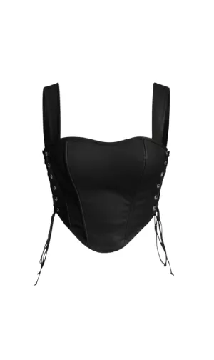 Janet Leather Corset Top (Black)