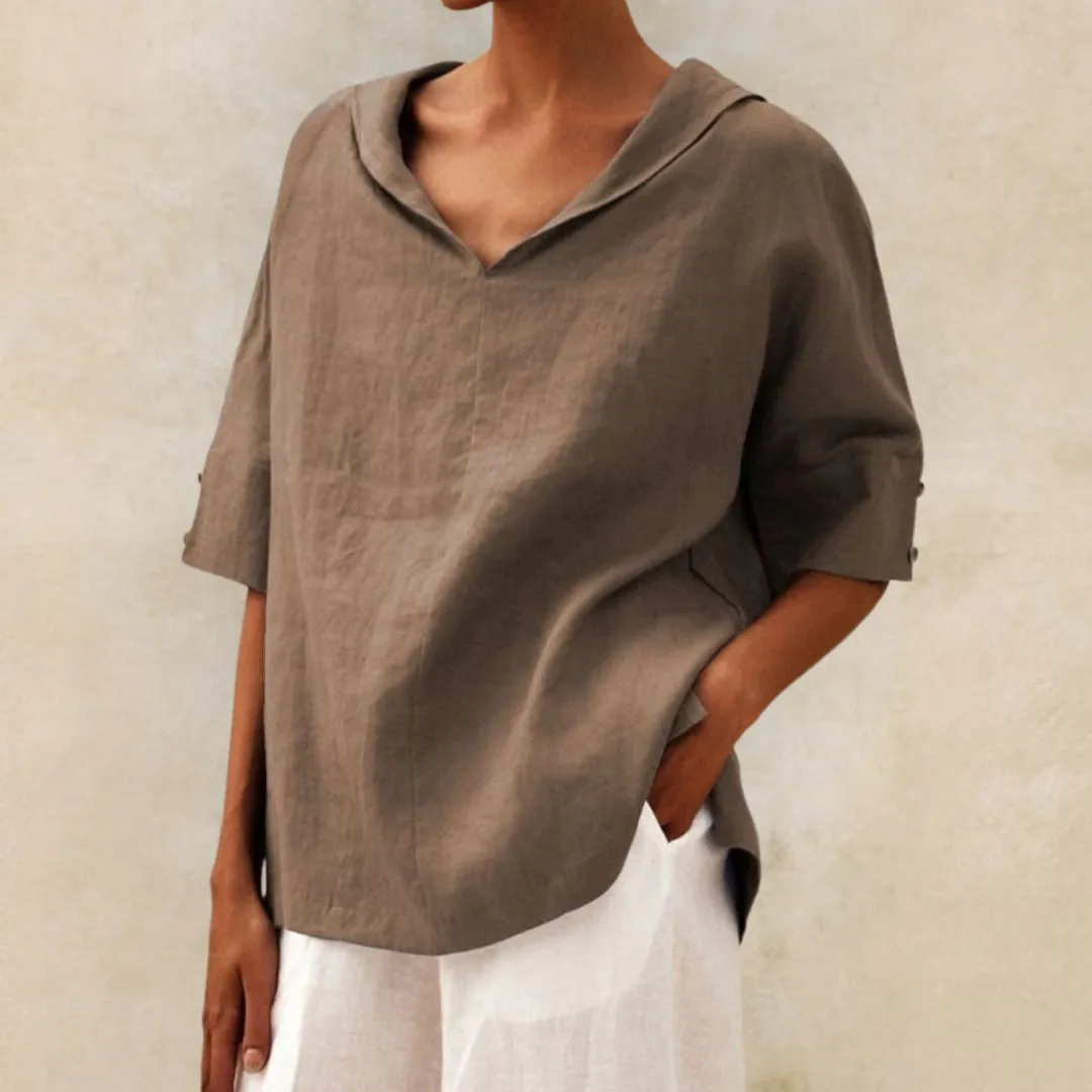 Lena | Women's V-Neck Casual Linen Shirt