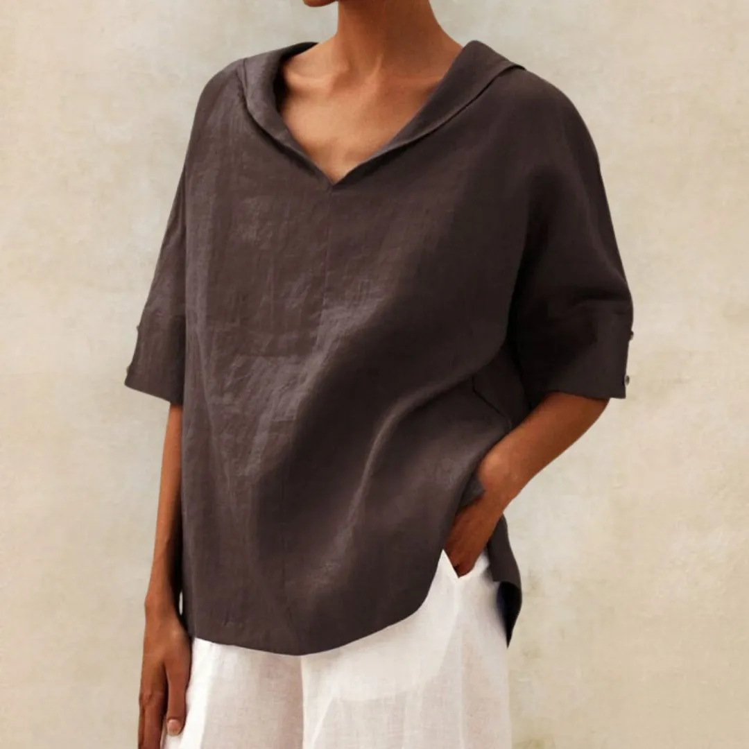 Lena | Women's V-Neck Casual Linen Shirt