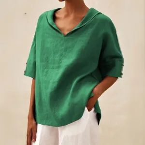 Lena | Women's V-Neck Casual Linen Shirt