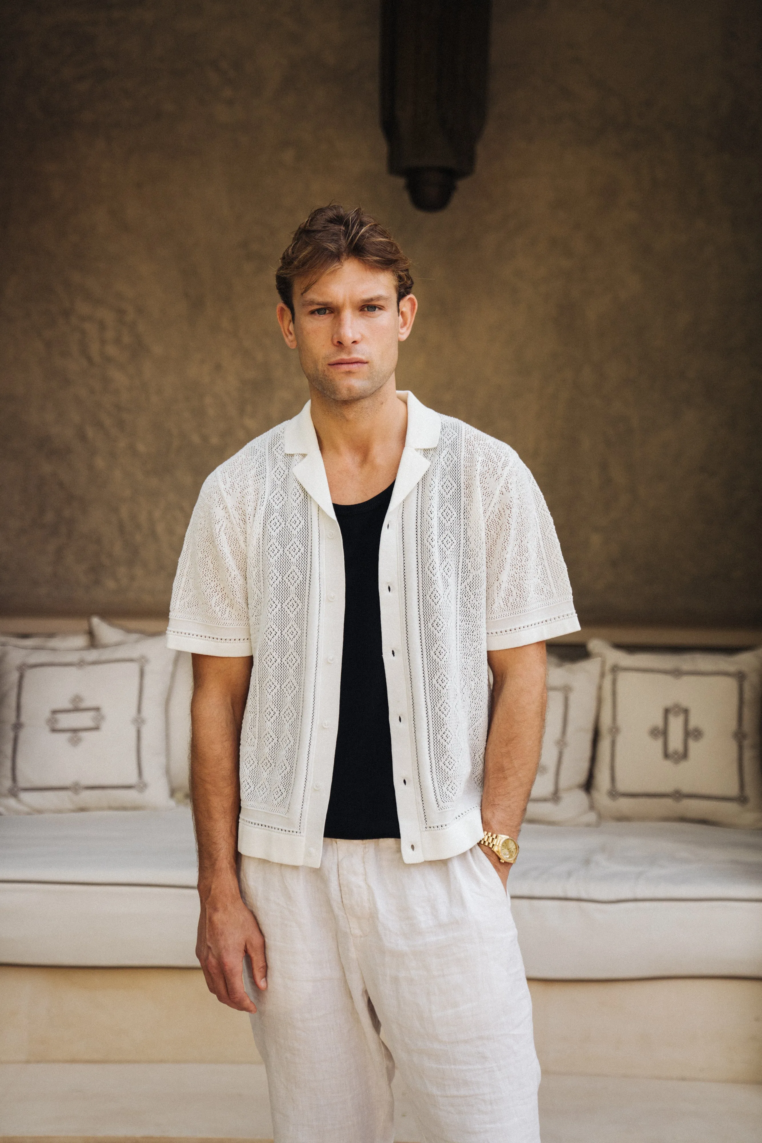 Luxe Crochet Meridian Short Sleeve Shirt