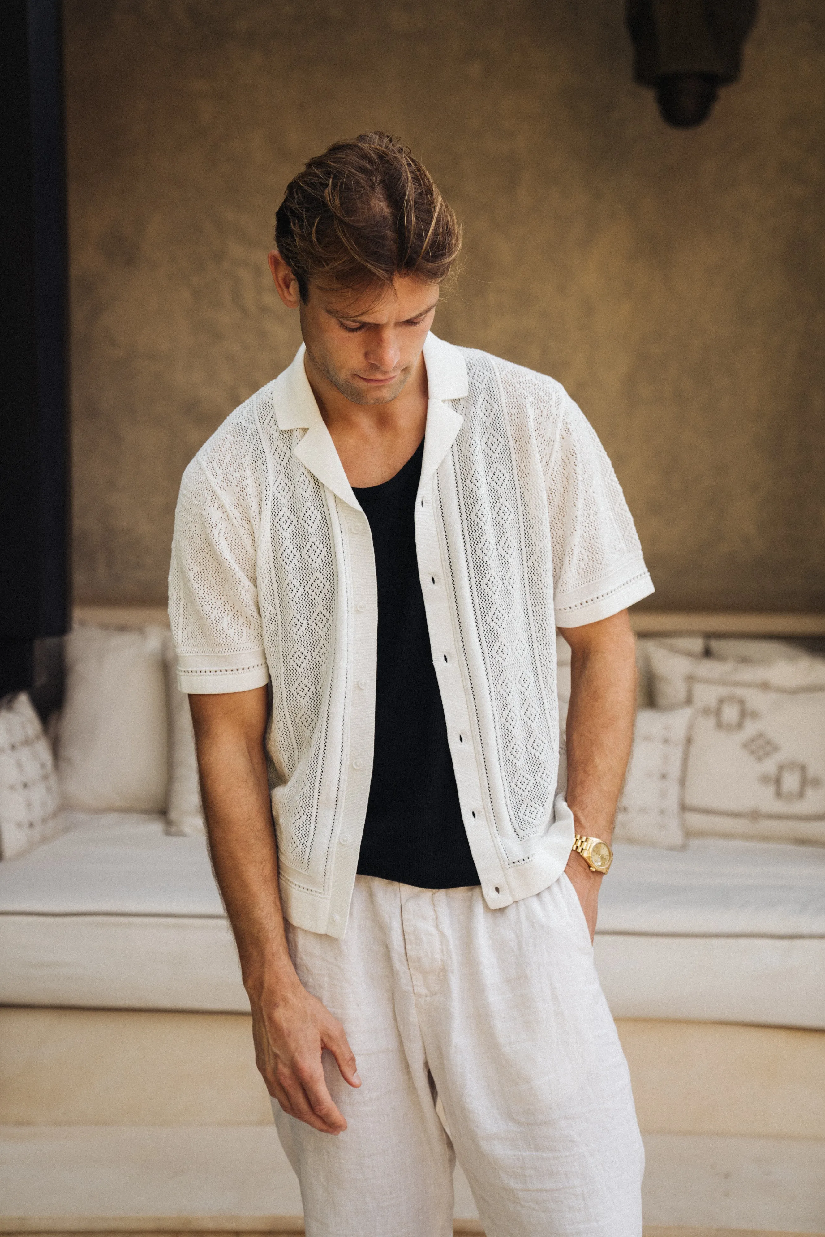 Luxe Crochet Meridian Short Sleeve Shirt