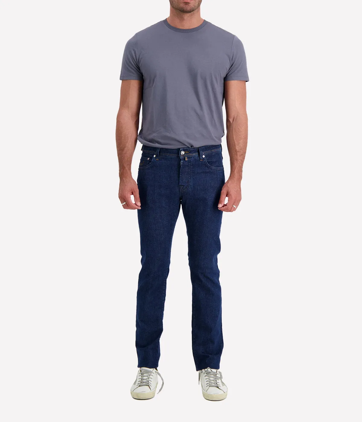 Nick 5 Pocket Slim Fit Jean in Dark Blue on Blue