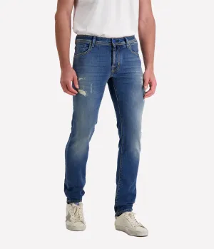 Nick 5 Pocket Slim Fit Jean in Dark Blue Textured Black