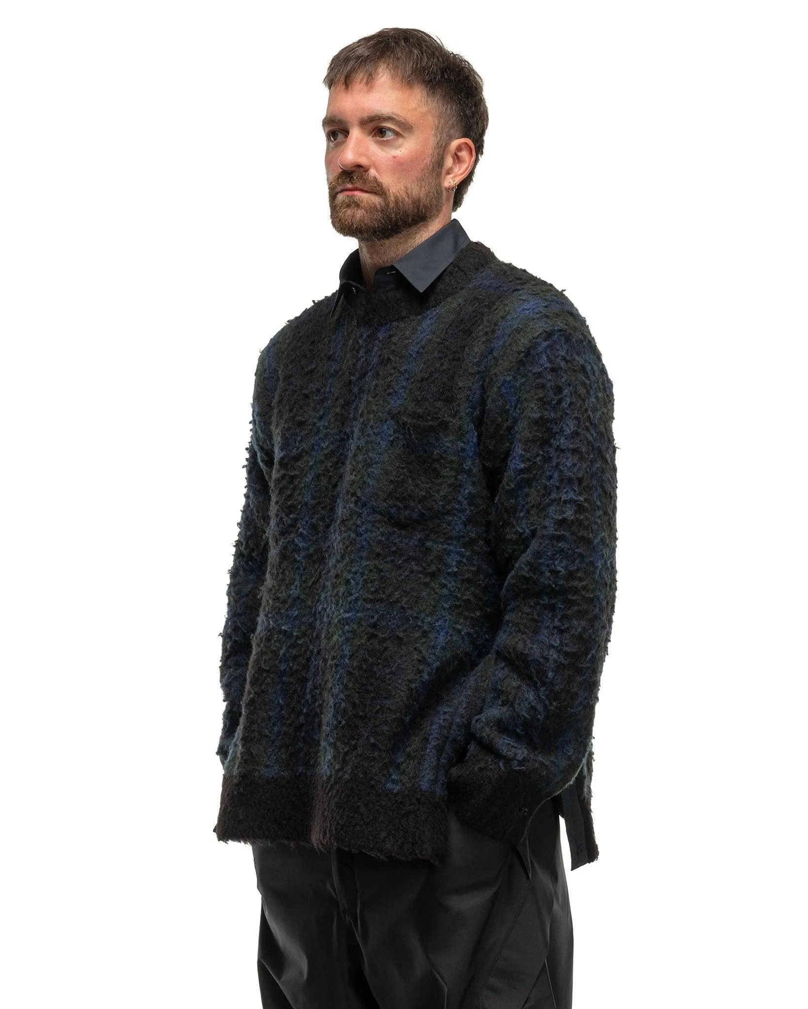 Plaid Knit Sweater Black