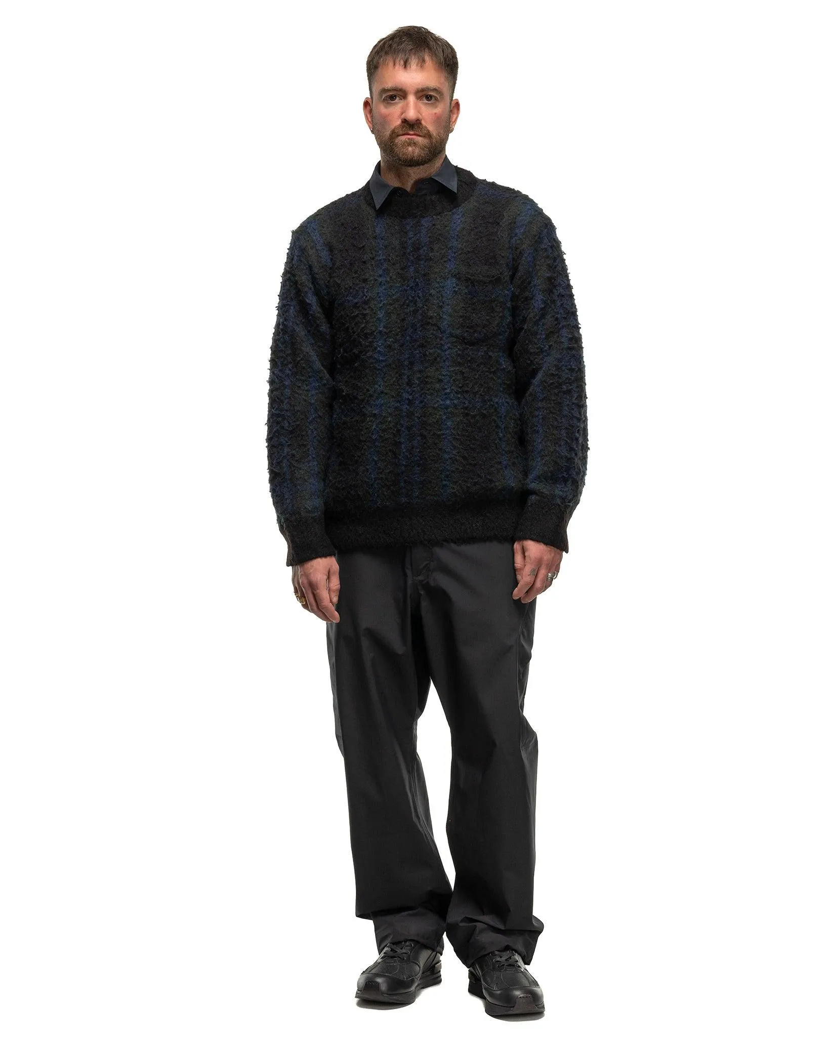 Plaid Knit Sweater Black