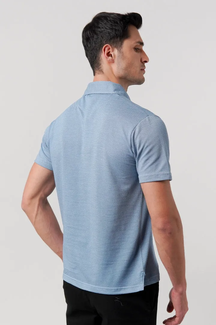 Textured Polo Shirt - Ocean Blue