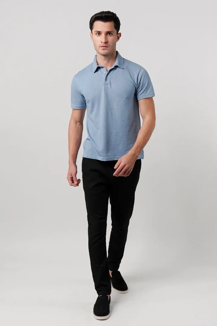 Textured Polo Shirt - Ocean Blue