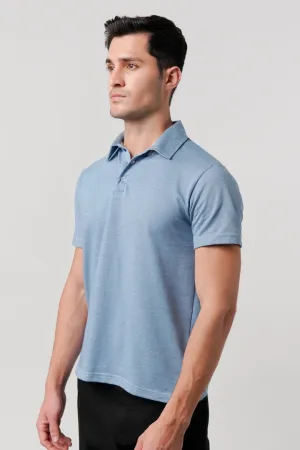 Textured Polo Shirt - Ocean Blue
