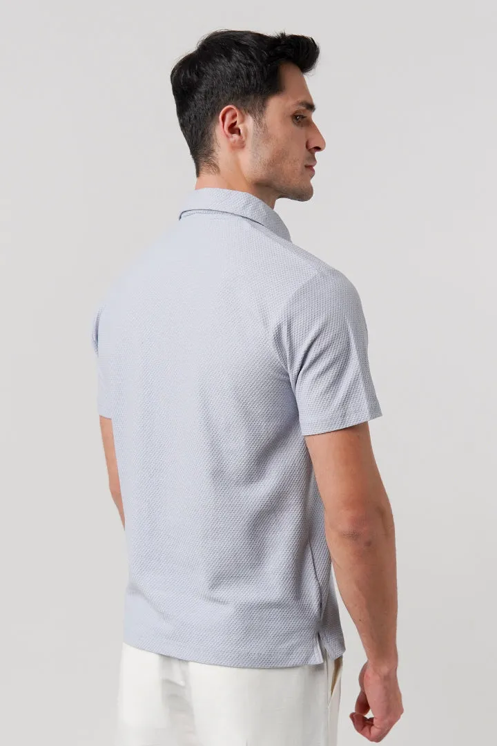 Textured Polo Shirt - Sky Blue