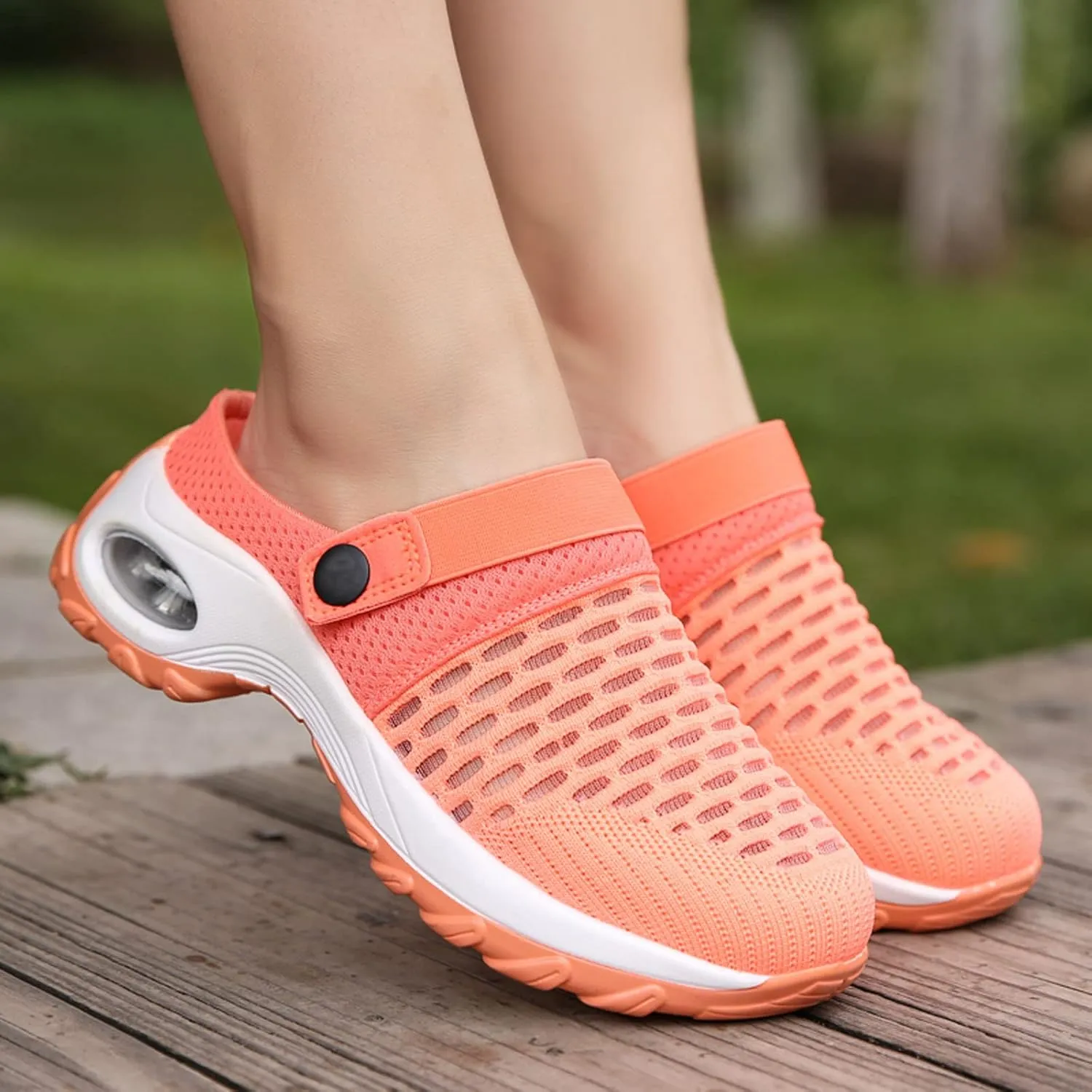 Women's Mules Clogs Shoes Breathable Mesh Wedge Walking Shoes Split Sole Platform Sneakers Sandals