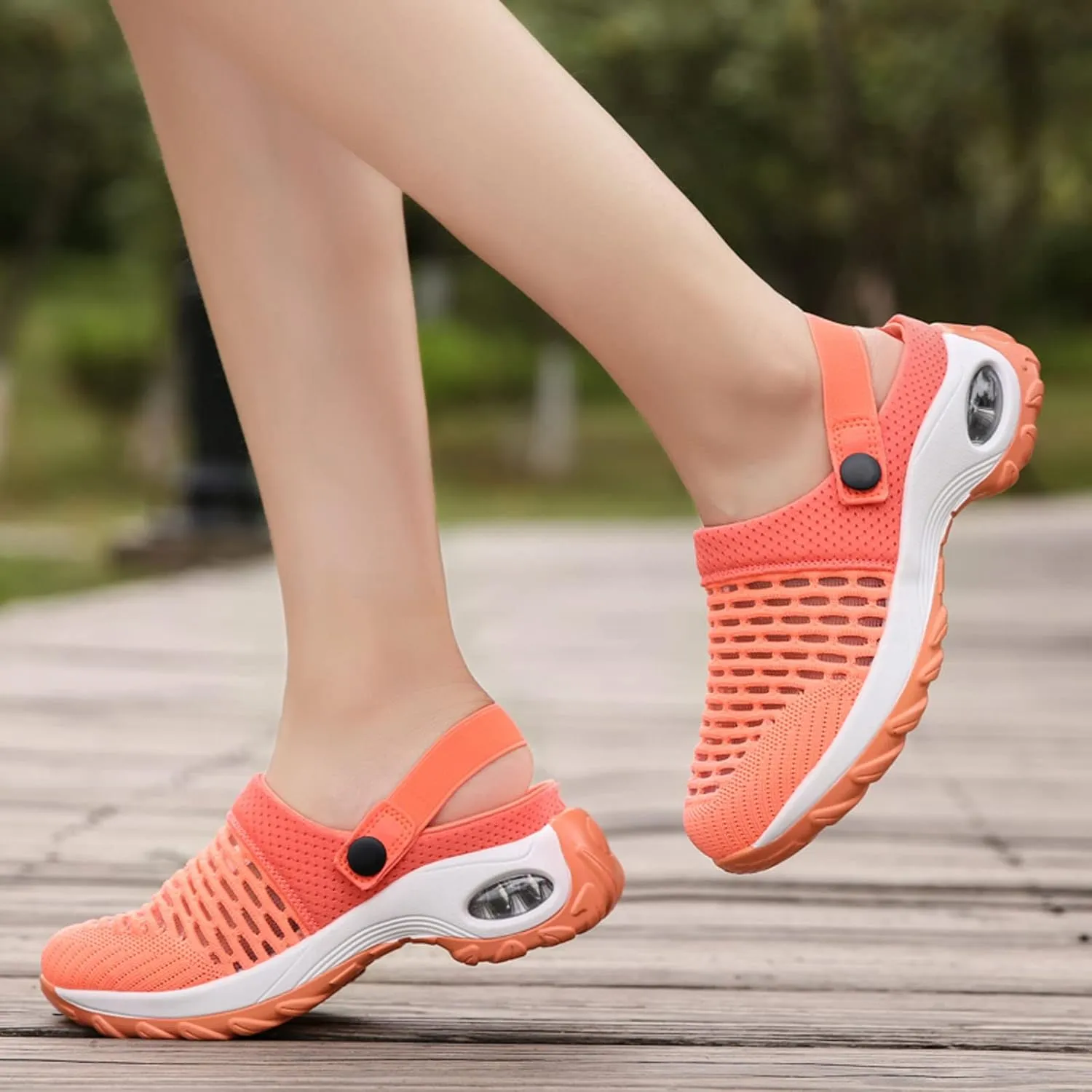Women's Mules Clogs Shoes Breathable Mesh Wedge Walking Shoes Split Sole Platform Sneakers Sandals