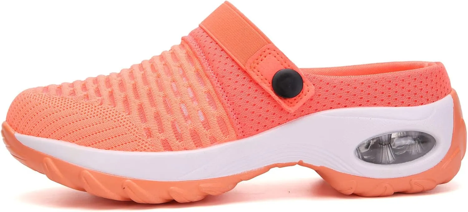 Women's Mules Clogs Shoes Breathable Mesh Wedge Walking Shoes Split Sole Platform Sneakers Sandals