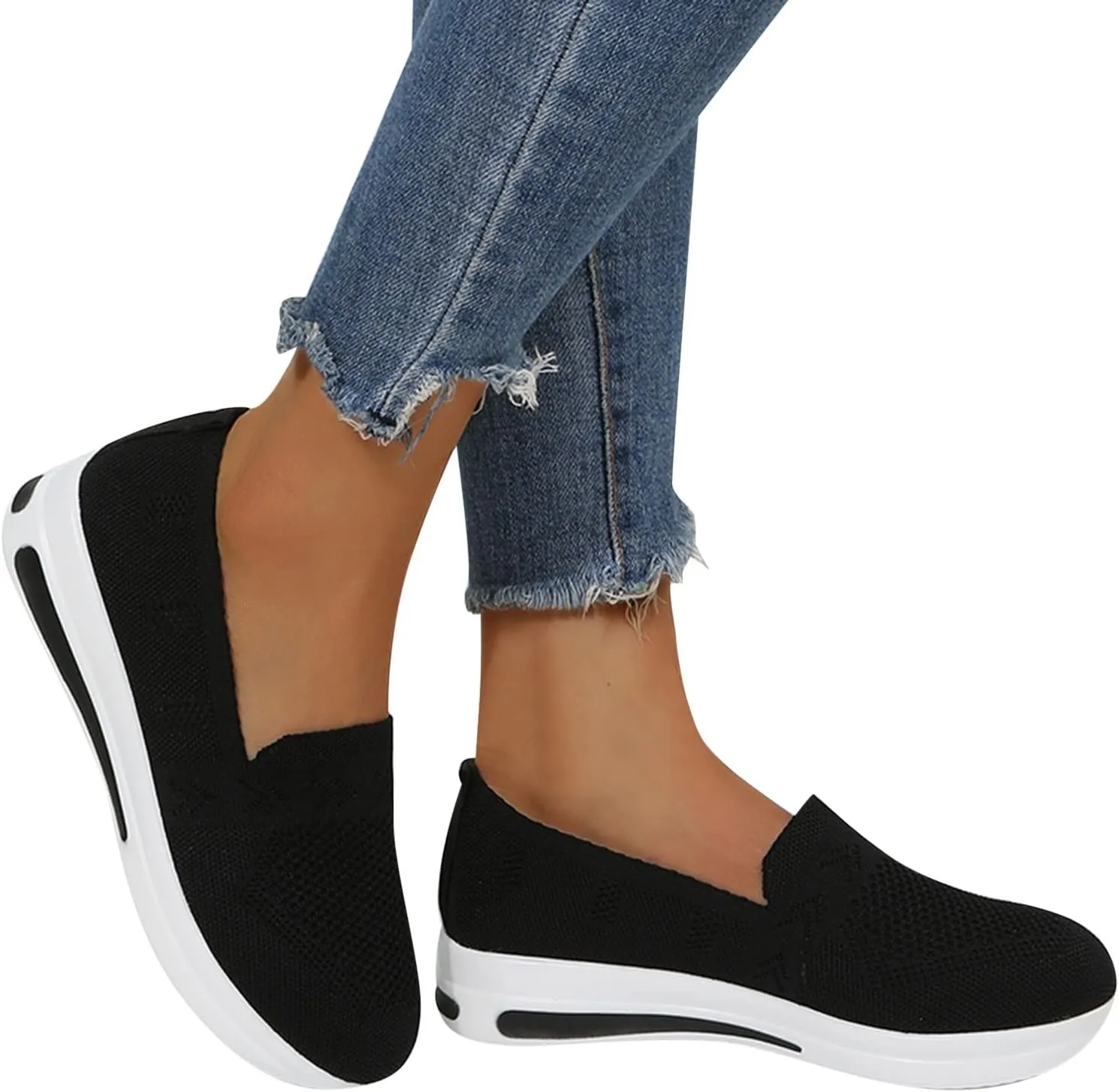 Women's Orthopedic Breathable Shoes Woven Wide Arch Support Slip-On Orthowalk Sneakers Casual Walking Anti-Skid Sports Shoes