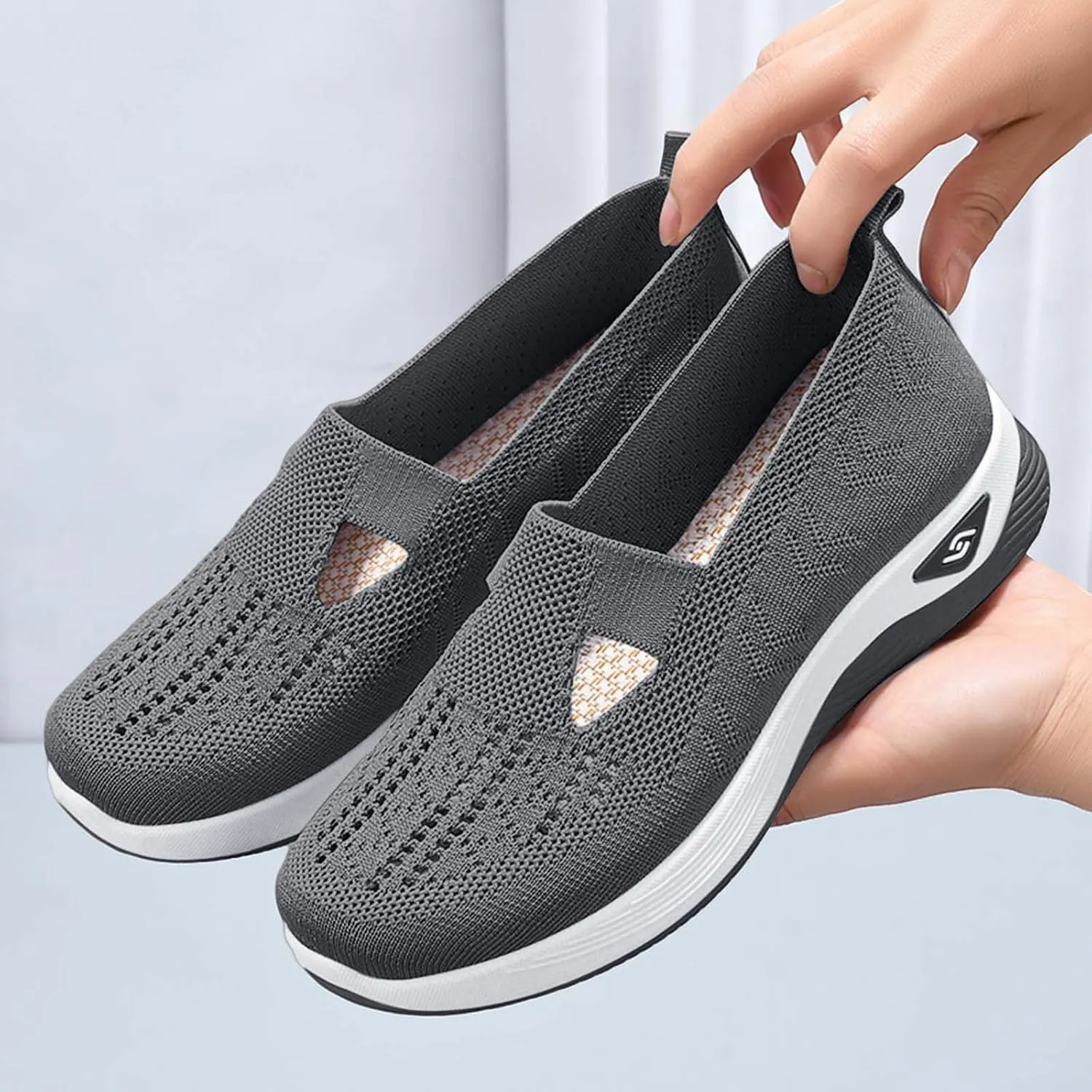 Women's Orthopedic Shoes Woven Wide Arch Support Slip-On Orthowalk Sneakers Casual Breathable Soft Anti-Skid Sports Footwear