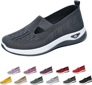 Women's Orthopedic Shoes Woven Wide Arch Support Slip-On Orthowalk Sneakers Casual Breathable Soft Anti-Skid Sports Footwear