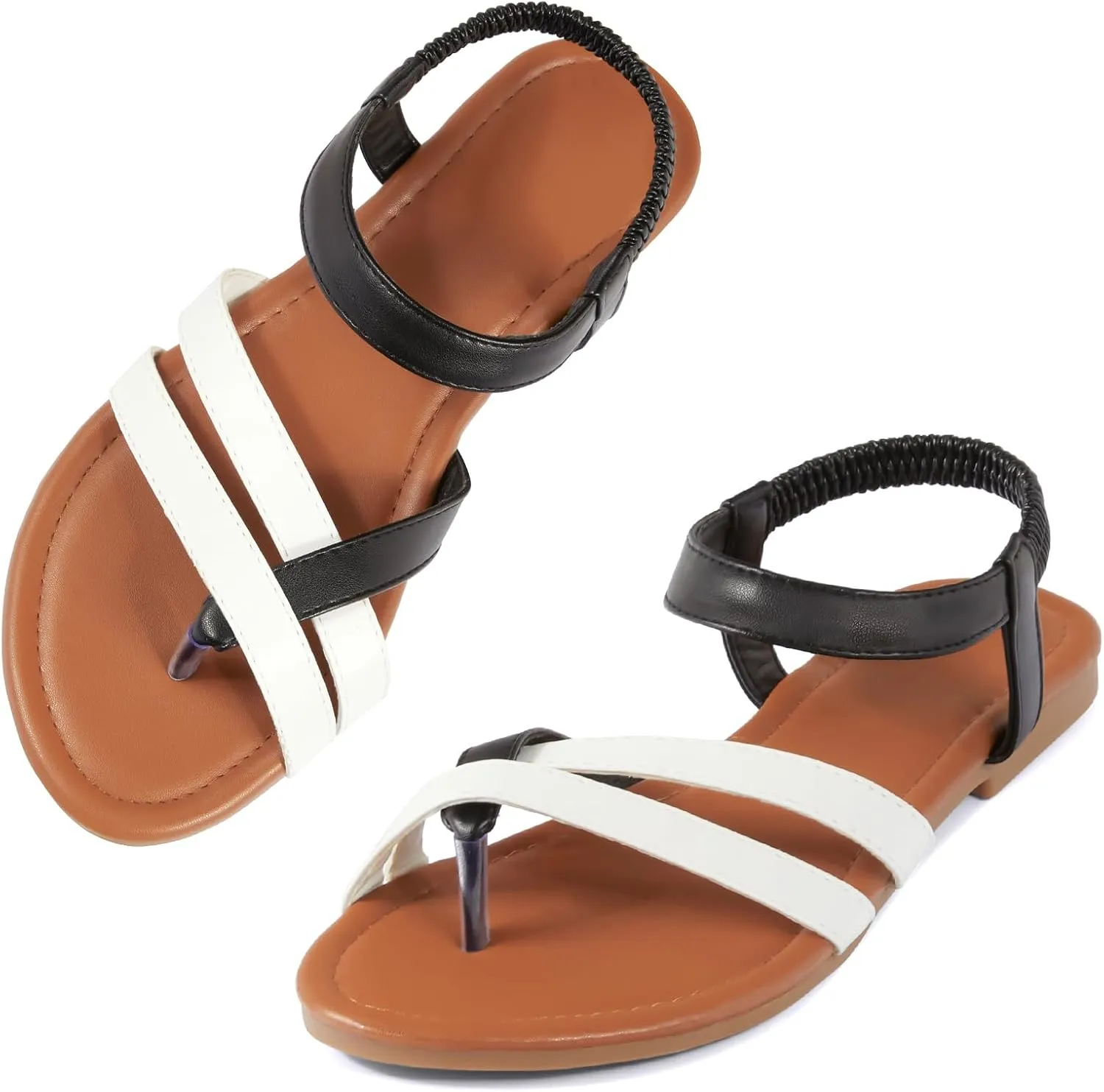 zeetoo Women Sandals Summer Comfortable Sandals Flat Casual Strappy Sandals Beach Walking Thong Sandals for Women Dressy